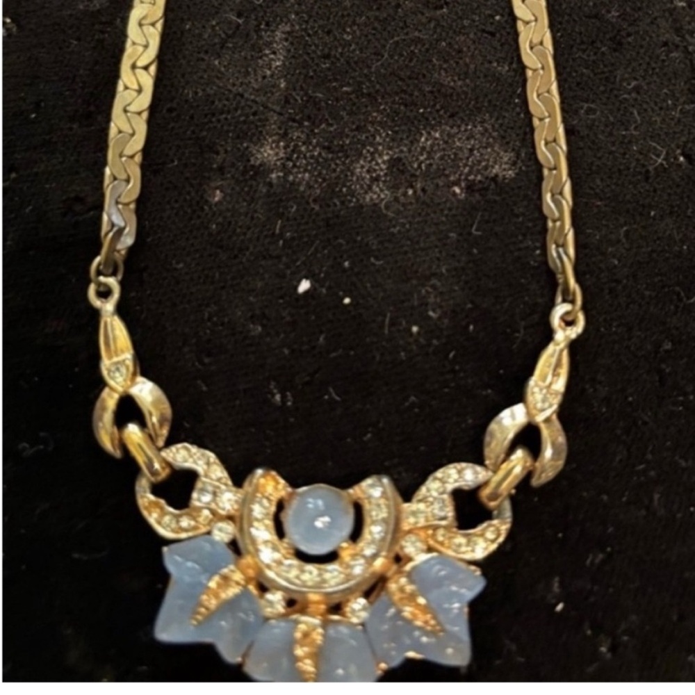 Luxury Vintage Necklace Mixed Media Gorgeous Fit 4 Princess Rhinestone Gem Look